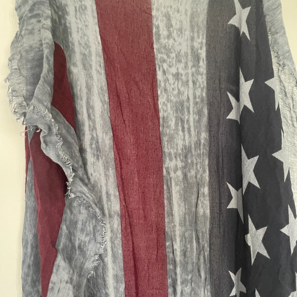 American Flag‎ Scarf Distressed 4th of July Woman's Infinity Wrap Blue 29"Length - Picture 10 of 10